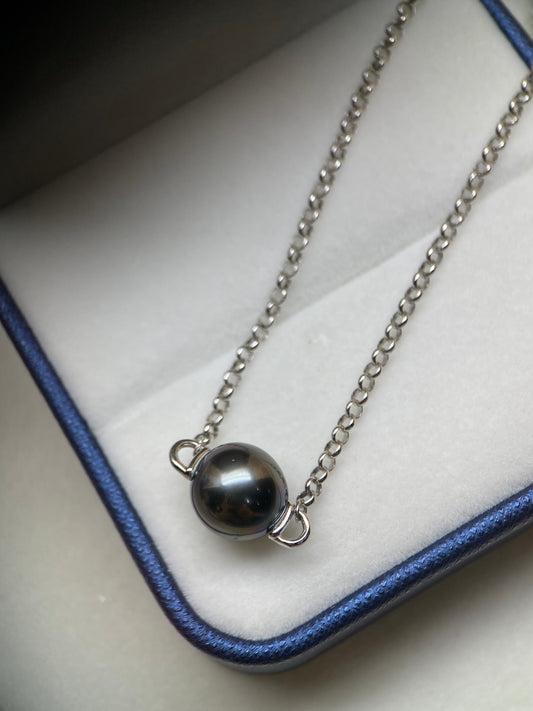 Classic Tahitian Seawater Pearl Chain Necklace 10 mm